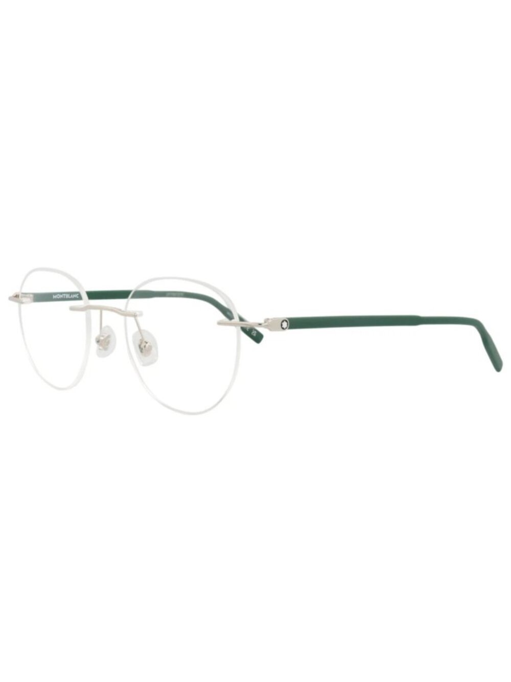 New Montblanc Women's Eyeglasses Round Oval Metal Frame Mens Silver Green